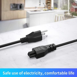 QYD 4FT(1.2m) 3 Prong AC Power Cord Replacement for Epson Printer WF 7840, WF 4740, WF 4830, WF 2850, WF-3720, WF-7720, WF-2830, ET 4750, ET-15000 Power Cable (NEMA 5-15P to IEC320C5), 1Pack