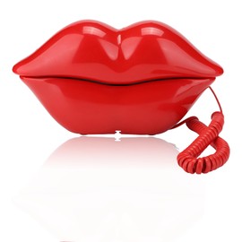 Funny Lip Telephone, Rose Red Mouth Corded Landline with Number Storage Function, Desktop Fixed Telephone for Office Home Decoration, Ideal Gift