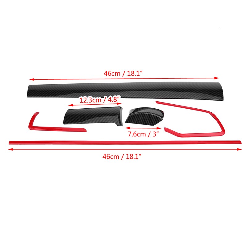 6Pcs Car Console Center Dashboard Cover Trim Decorative Stickers for