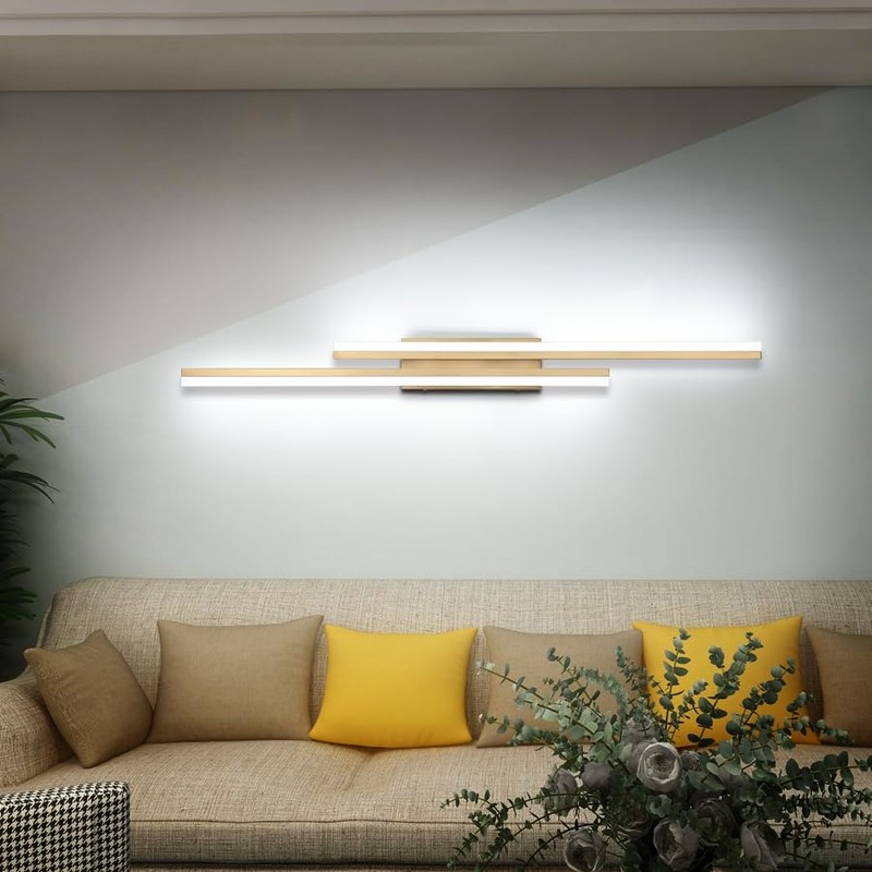 PRESDE 48" LED Vanity Light Bar, Modern Brushed Gold Bathroom