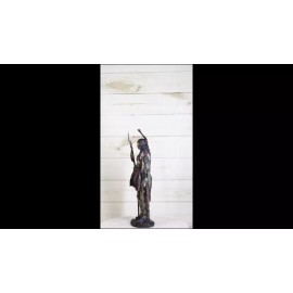 Koitsenko Indian Tribal Hunter Warrior Chief Holding Spear And Shield Figurine