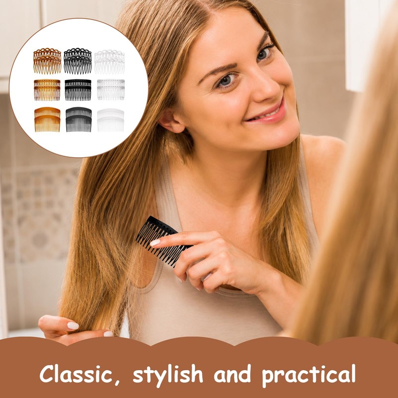 18 x Hair Combs, Black, White, Dark Brown, Achieve a