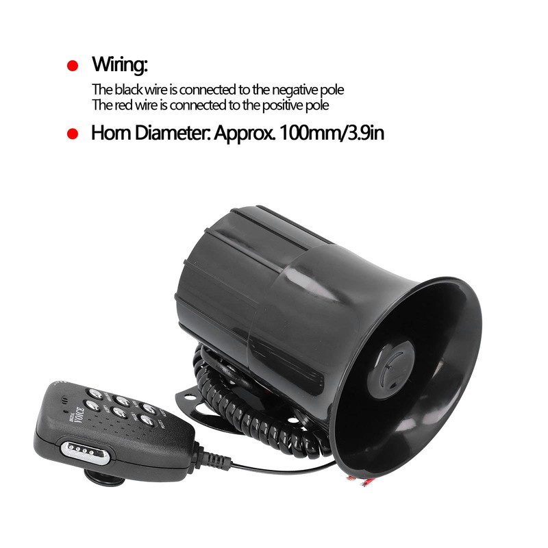 Car Megaphone, 12V 500W 120db Modified Horn 6 Sounds Warning
