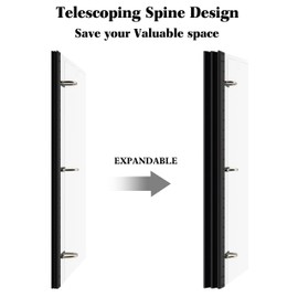 INFUN 1 Inch Telescoping 3 Ring Binder - 4PCS-White, Flexible Binders with Customizable Front Cover and Clear Catalog Pocket, 1Inch Rings, 225 Sheet Capacity