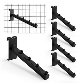 6 Pack Black Gridwall Waterfall Hooks 4 Ball, 8 Inch Gridwall Clothes Hanger Gridwall Waterfall Faceouts for Wire Grid and Grid Wall, Grid Wall Accessories for Garment Retail, Home and Garage
