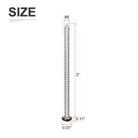 DTGN #8x3" Black Pan Head Phillips Sheet Metal Screw - 10Pack - 304 Stainless Steel Self-tapping Screw Wood Screws