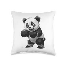 Scary Panda Bear Boxer Boxing Fight Ring Fighter Animal Throw Pillow