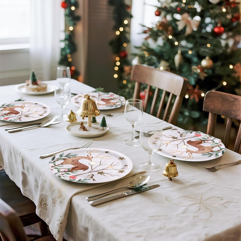 WRAPAHOLIC 25Pcs Christmas Paper Plates - 9 Inch Gold Foil