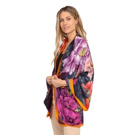 Trillion London® Silk Scarf For Women | Lightweight Ladies Scarves | Shawl Wraps | Head Scarf | Gifts for Women | Designer Prints | Daily Wear | Smooth and Soft | Floral Print| Multi Pink