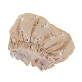 VOCOSTE Shower Cap Hair Cap Pony Pattern Double Layer Waterproof Reusable Bath Spa SPA Face Wash 1 Piece Khaki