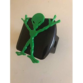 LicensePlateFreak Area 51 Alien Martian in 3D - 2 inch Trailer Hitch Cover Black with Green - Back Off