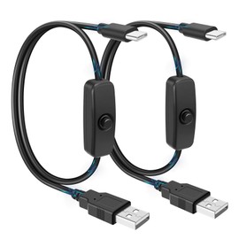5V USB Type C Switch Extension Cable, 2Pcs 6.6FT USB A to Type C Male Power USB Charging Cord Adapter Connector with On Off Switch Cable for Lamp/5V Fan, LED Strip Lighting (Black)