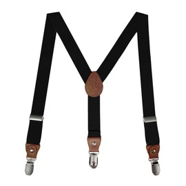 KASSAI SP71 Suspenders Kids Width 1.0 inch (25 mm) Y-Type 3 Cliffs, Black
