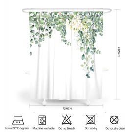 Shower Curtain for Bathroom,Sage Green Spring Floral Fabric Cloth Shower Curtains for Morden Bathroom Decor,Fabric Waterproof Bathroom Curtain with 12 Hooks,180 x 180 cm (Sage Green Spring Floral)