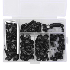 Yuecoom 158 Piece Universal Motorcycle Fairing Screws Kit, Aluminium Windscreen Fairing Screws for Motorcycles (Black)