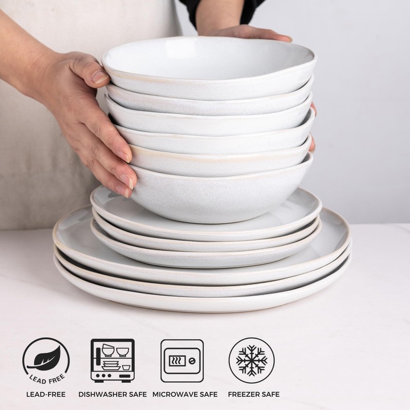 AmorArc Ceramic Cereal Bowls Set of 6, 24 oz Handmade