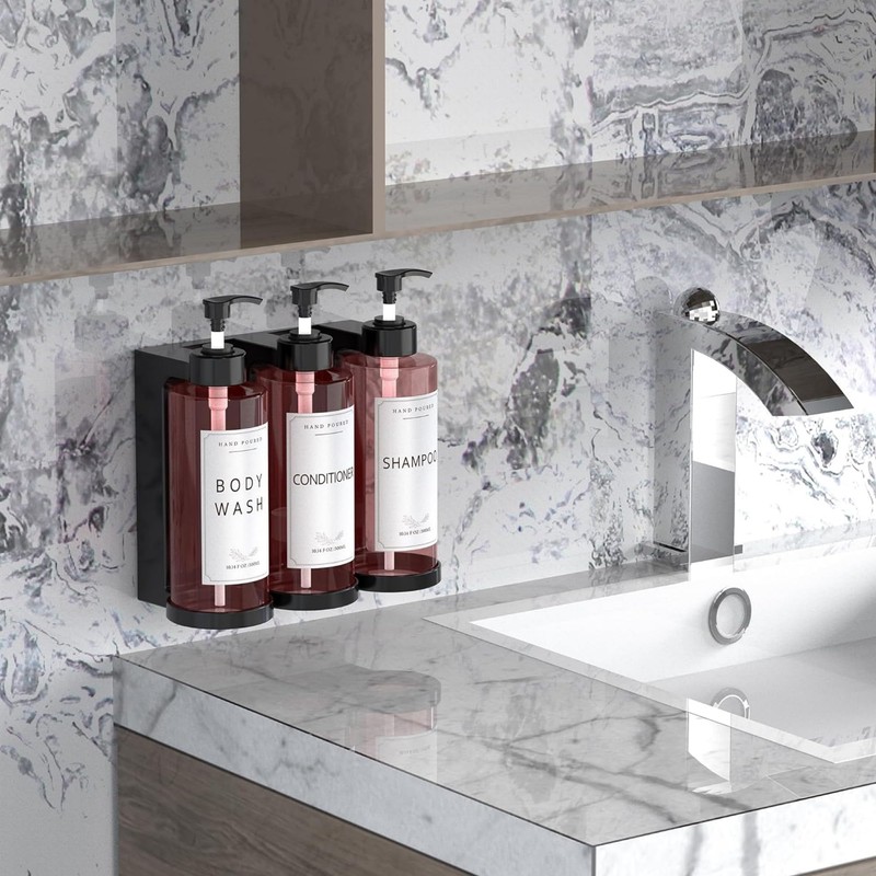 NICEME 1 x 300ml Plastic Soap Dispenser, Plastic Shampoo Dispenser