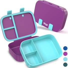 TAKWAY Children's Lunch Box with Compartments - Bento Box Lunch Box BPA Free - Robust and Easy to Open (Purple)
