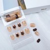 24Pcs Flower Press on Nails Short Square Nails French Tip