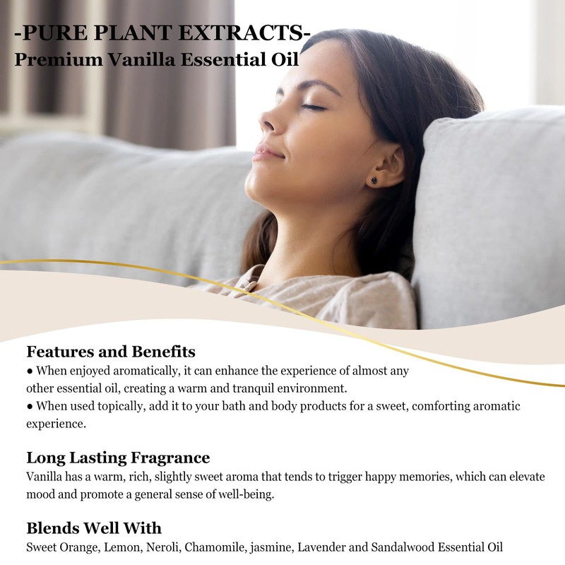 EUQEE Vanilla Essential Oil 118 ml Premium Vanilla Oil with