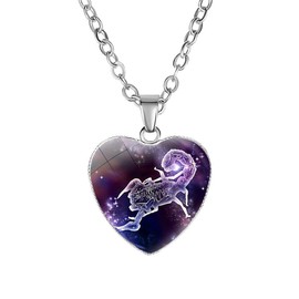 Caimeytie Girls' Pendant Necklace Horoscope Zodiac Sign, Glass
