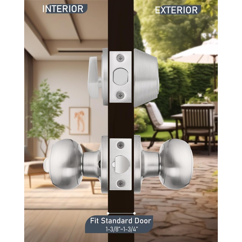 Brotima 3 Pack Keyed Alike Front Door Knob and Deadbolt