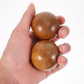 HEALLILY Qi Gong Balls Wooden Baoding Meditation Massage Ball Hand Massage Ball Chinese Health Exercise Balls for Relaxation Hand Therapy Pack of 2