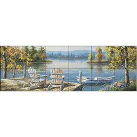 Ceramic Backsplash Tile Mural Woodland Landscape Woods Kitchen/Bathroom/Living Room - Adirondack I - Sung Kim