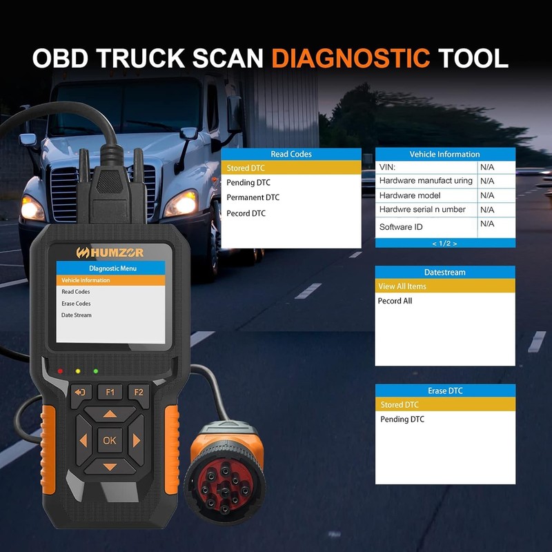 Heavy Duty Truck Scanner,Full System Diesel Diagnostic Scan Tool and