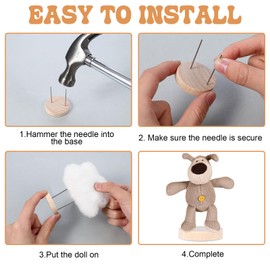 Yuanchu 10Sets Doll Wooden Base Dual Needle Holder, Doll Stand Wooden for Crochet Dolls Wooden Base Figurines Doll Display Stand Base Home Decorative Showcase Holder Toys Collectible Miniature Things