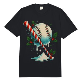 Baseball Cane Candy Bat Winter Holiday Artwork Comfort Colors Adult Heavyweight T-Shirt