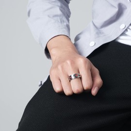 JewelryWe Stainless Steel Spinner Playing Poker Card Ring Rotating Anxiety Relief Ring Fidget Ring Bands for Men Women,Silver (US10)