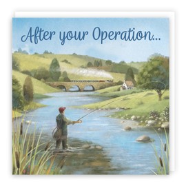 Hunts England - Fly Fishing After Operation Card For Him - Milo's Gallery - Sport Get Well Card - Feel Better Soon Speedy Recovery Card For Fishing Lovers - For Boys, Men, Dad, Grandad, Friend