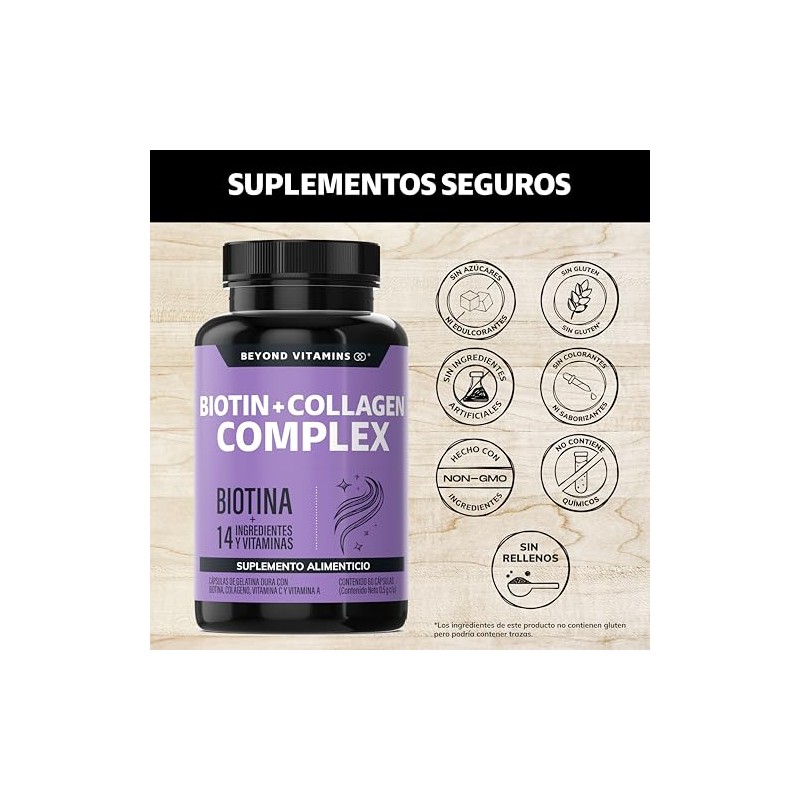 Biotin Collagen Complex Contiene Biotina Colágeno Ingredientes Vitaminas Suplemento Vitamínico
