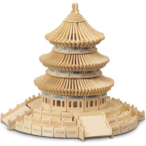 Puzzled 3D Puzzle Temple of Heaven Wood Craft Construction Model Kit, Educational DIY Wooden Toy Assemble Model Unfinished Crafting Hobby Puzzle to Build and Paint for Decoration 301 Pieces Pack