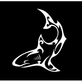 Tribal Shark MKR Decal Vinyl Sticker |Cars Trucks Vans Walls Laptop|White|5.5 x 4.8 in|MKR1415