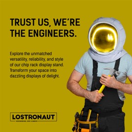 LOSTRONAUT Chip Rack Stand - 30” x 2.5” Showcase Rack with 4 Strips & 48 Chip Clips - Snack Organizer for Pantry Shelf, Retail Display Stand & Vendor Booth Supplies - Greeting Card Holder