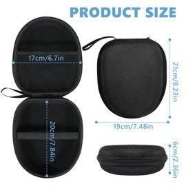 Hard Shell Case for Over-Ear Headphones, Headset and Earphones - Premium Protective Case with Robust Case, Travel and Storage Bag in Black, Dimensions 21 x 18.5 x 6 cm