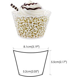 KOSTOO Cupcake Wrappers 50pcs/Pack Lace Cupcake Liners Laser Cut Cupcake Papers Cupcake Muffin Cups for Wedding/Birthday Party Decoration (Gold)