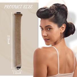 Pack of 3 Heat-Free Hair Rollers, with Scarf, Large Curls for Wavy Curling Styling, Overnight Curls with Hooks, Overnight Blowout Curls Without Heat, for Short and Long Hair, Khaki