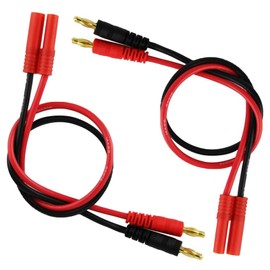 Wmzjnljy 2pcs HXT 4mm Connector Plug to 4mm Banana Plugs Battery Charge Adapter with 12awg 30cm Silicone Wire for Lipo Battery(W61-2)