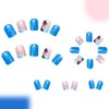 24 Pcs Blue Press on Nails Short Square,MINGCHUN Cute Fake