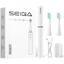 SEIGA Sonic Electric Toothbrush for Adults,Rechargeable Toothbrush with 5 Modes & 3 Intensities,Wall Mount, 2-Minute Timer,IPX7 Waterproof,Travel Electric Toothbrush with 60-Day Battery Life