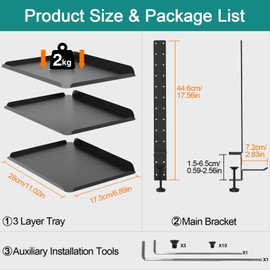 FBOAZI Under Desk Table Shelf Storage Organizer,3-Tier,Clamp on Desk Shelf Extender,Gaming Desk Accessories Tray,Black