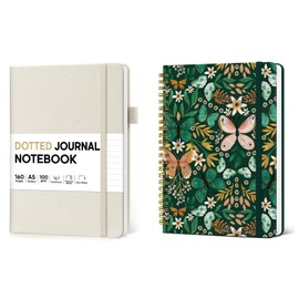 Taja A5 Bullet Dotted Journal Notebook 160 Pages and A5 Spiral Lined Notebook