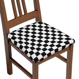 Mouxue Seat Covers for Dining Room Chairs Set of Set of 4, Checkerboard Chess Board Stretch Chair Seat Covers Cushion Slipcovers for Kitchen Office