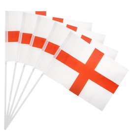 Lizzy England Hand Flags | Pack of 5 | England Flag 30CM x 20CM | White Pole for St. George's Day Euro Football Garden Street Party Decorations