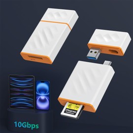 CFexpress Type A Memory Card Reader, 10Gbps USB 3.2 Gen 2 Type A CF Express Adapter Memory Card Reader with USB C/USB A Port, Portable CF Express Reader Compatible with Windows/Mac/Linux/Android