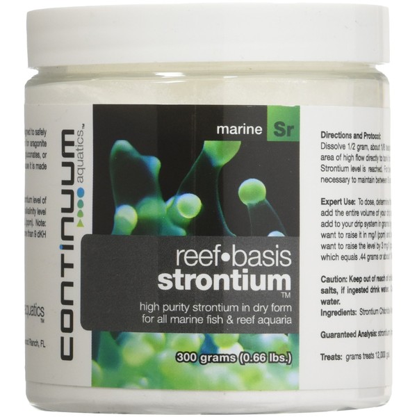 Continuum Aquatics Reef Basis Strontium - Strontium Powder for Marine Fish and Reef Saltwater Aquariums, 300 Grams (QSTRD300)