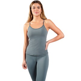 Yogalicious Ultra Soft Lightweight Camisole Tank Top with Built-in Support Bra - Sage - XL
